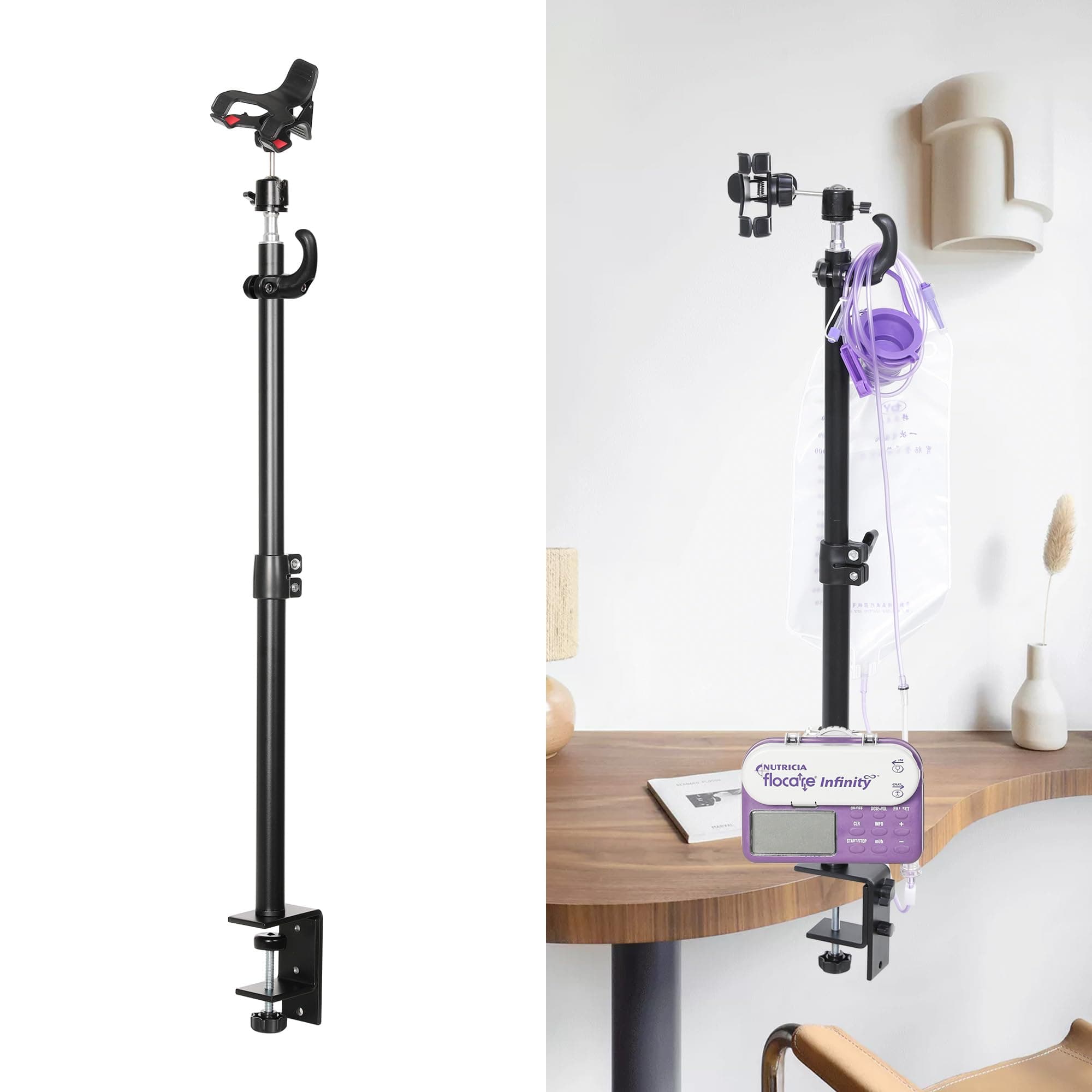 Feeding Tube Stand, Hands-Free Feeding Tube Holder Enteral Feeding Telescopic Pole, Feeding Pump Rack for Gravity Syringes Feeding Pump Feeding or Infusions