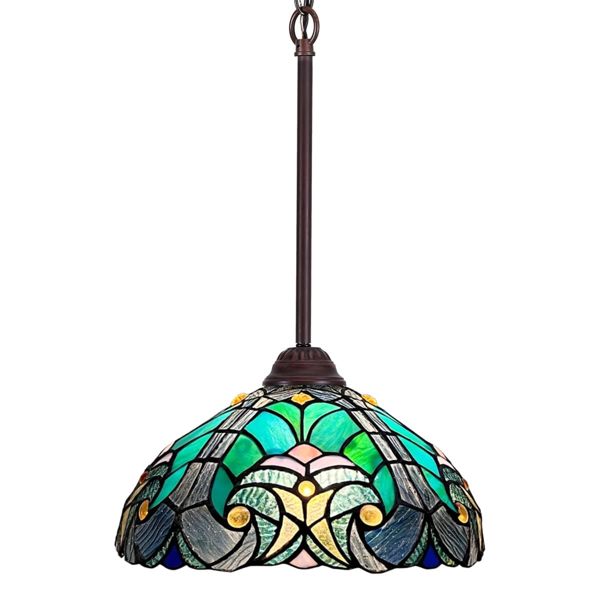Tiffany Pendant Light fixtures Hanging Lamp Stained Glass Light Decor for Dining Living Room Kitchen Island Study Hallway