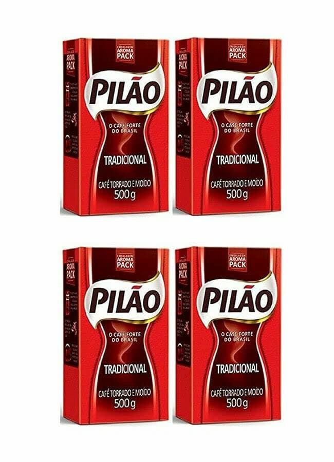 Pilao Coffee Traditional Roast and Ground- Café Torrado e Moído - 17.60oz. (500g)(PACK OF 4)