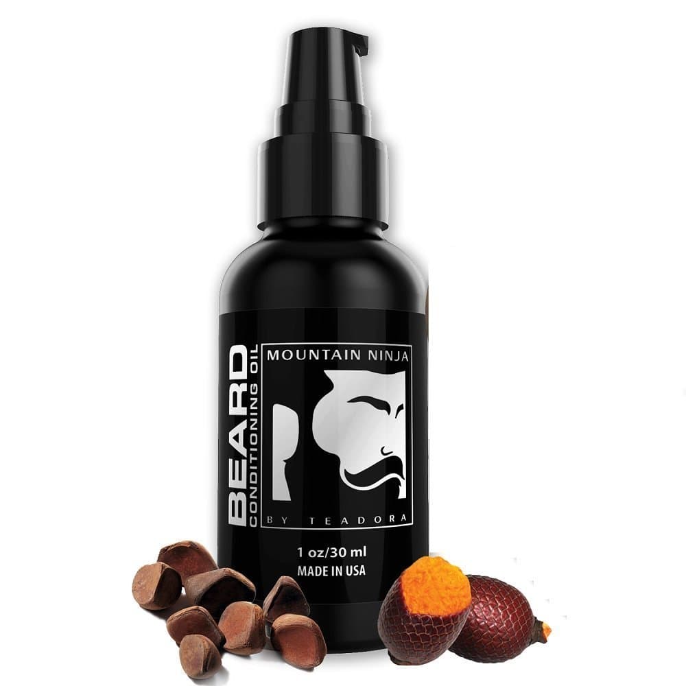 Moutain Ninja Dry Skin Beard Oil & Comb Set, Hand Crafted Blend of Exotic Essential Oils from Buriti Babassu Brazil Nut Rosehip Argan Maracuja Makes The Best Beard Oil for Dry and Sensitive Skin