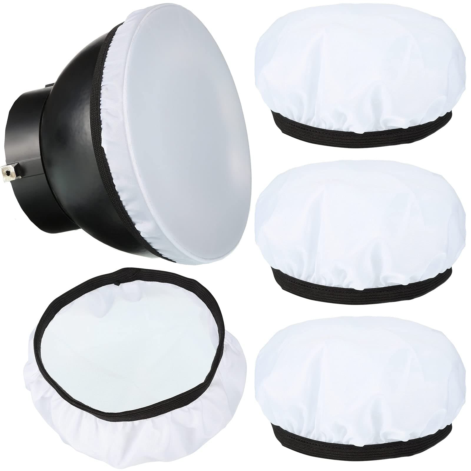 Honoson 4 Pieces Soft Diffuser Lamp Covers, White, Cloth, Softbox Style, 7 Inches/18 cm, Standard Diffuser Light Socks for Strobe Flash Light Speedlite
