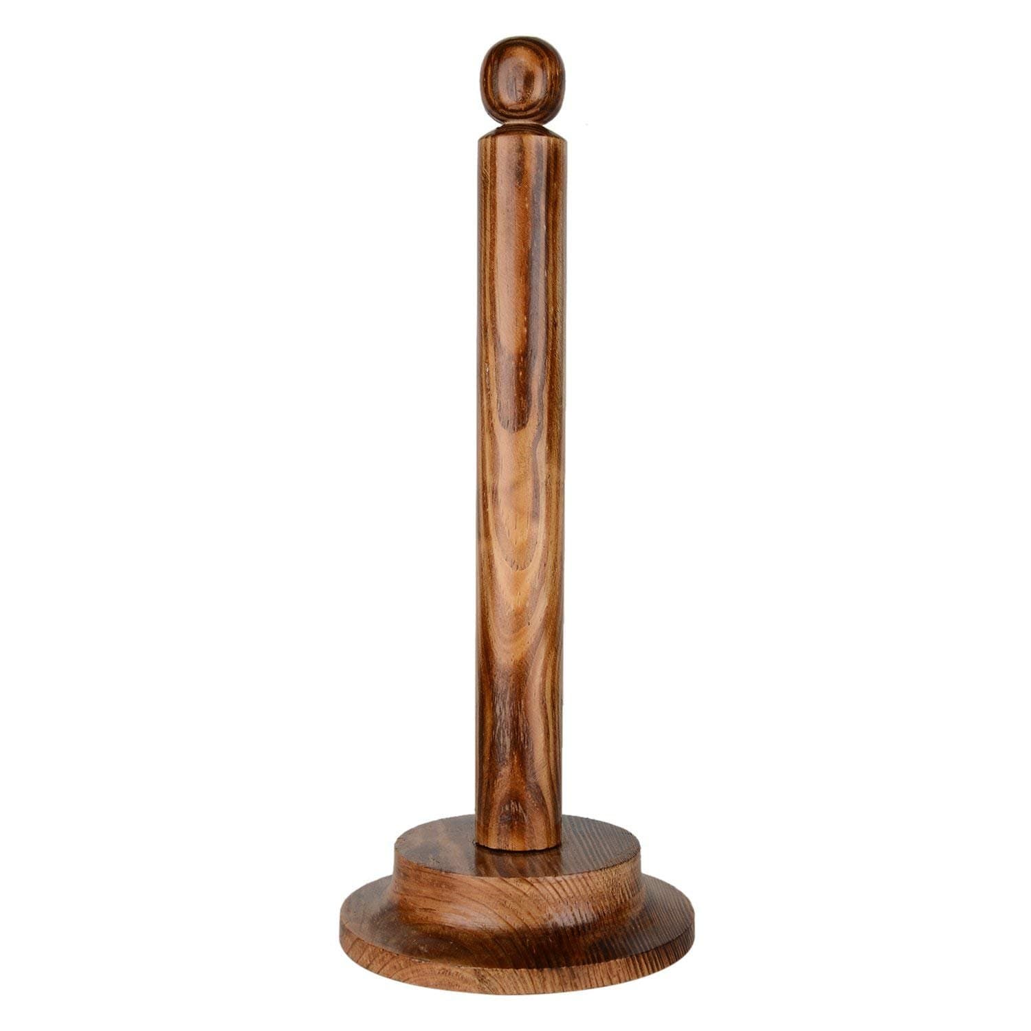 Kundi Wrought Iron Tissue Roll/Paper Towel Holder for Kitchen and Dining Table (Wooden Holder)