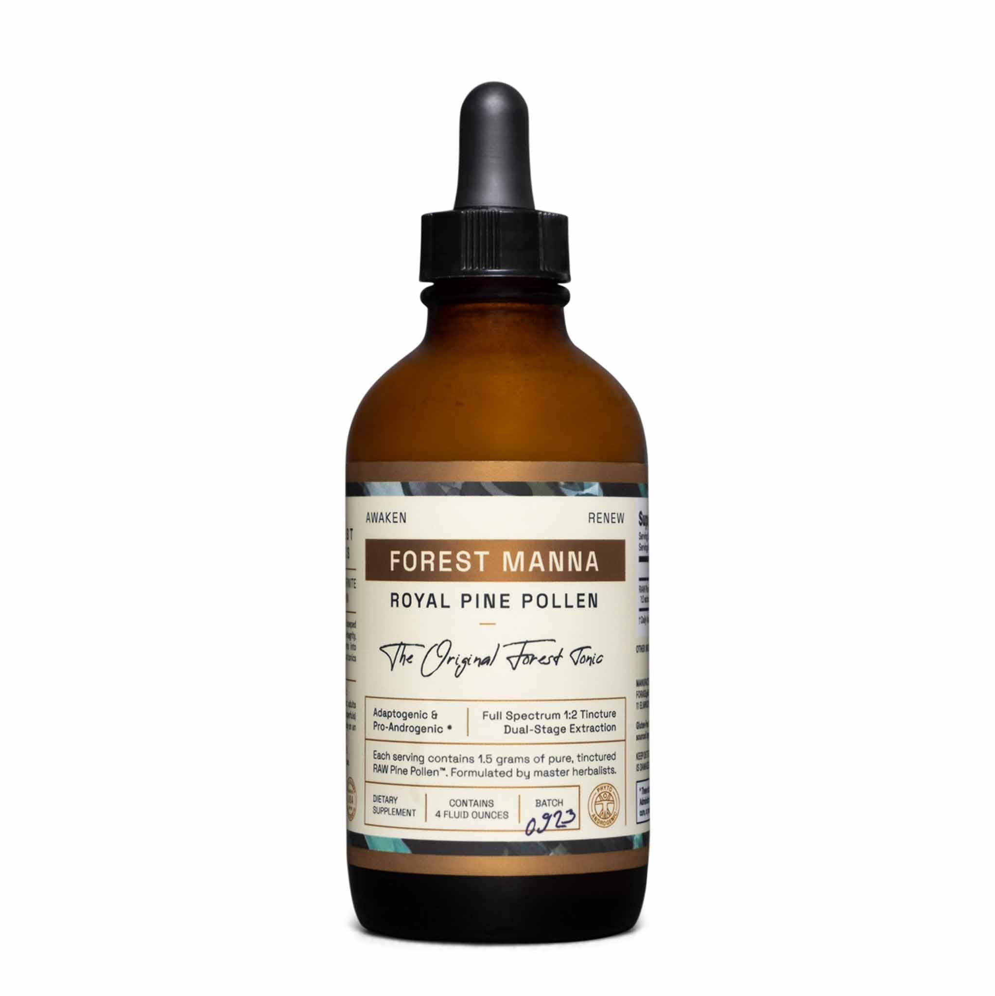 Forest Manna Royal Pine Pollen Tincture – 1:2 True Dual-Stage Extraction – Pure RAW Pine Pollen Tincture – 4 Fluid Ounce Bottle