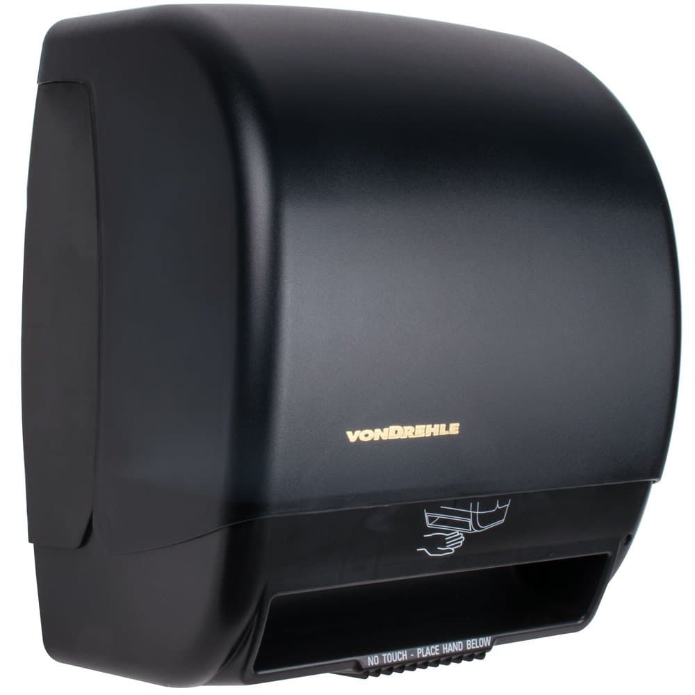VonDrehle 2245 Electronic Hardwound 8-Inch Roll Towel Dispenser with Motion Sensor, Black, Fully Programmable to Control Usage, High Capacity, Sanitary & Hygienic, ADA Compliant