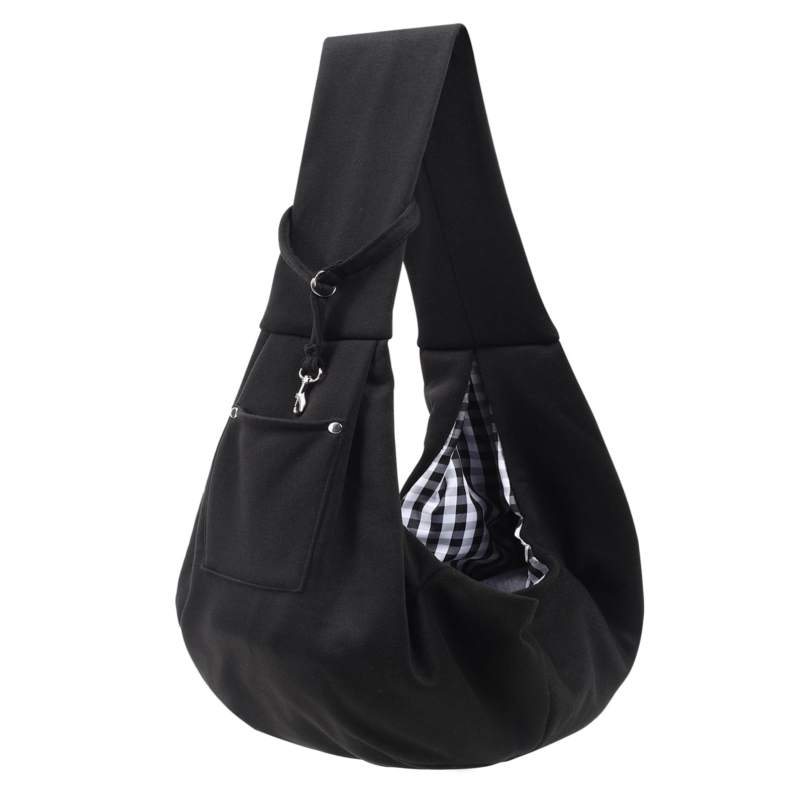 Dog Carrier Sling - Reversible Puppy Carrier Purse with Storage Pocket, Hand-Free Dog Sling Carrier for Carry Small Dogs and Cats,Travel Safety Harness, Dog and cat Harness (Black)
