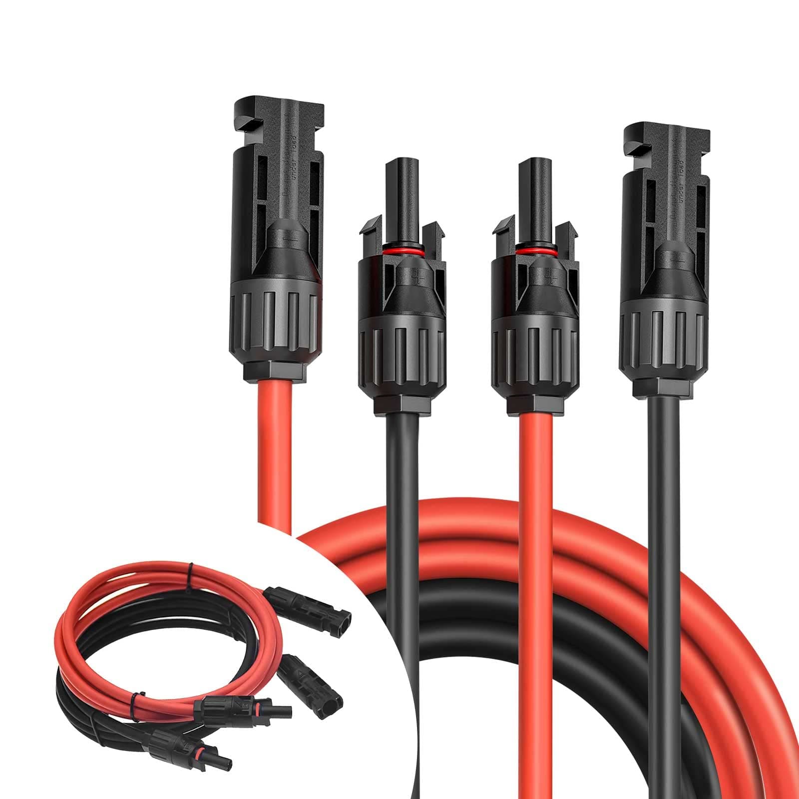 RUIZHI Solar Panel Extension Cable, 3m, 10AWG, Male-to-Male, Red, MC4 Connector, Waterproof, for Solar Panels & Charge Controllers