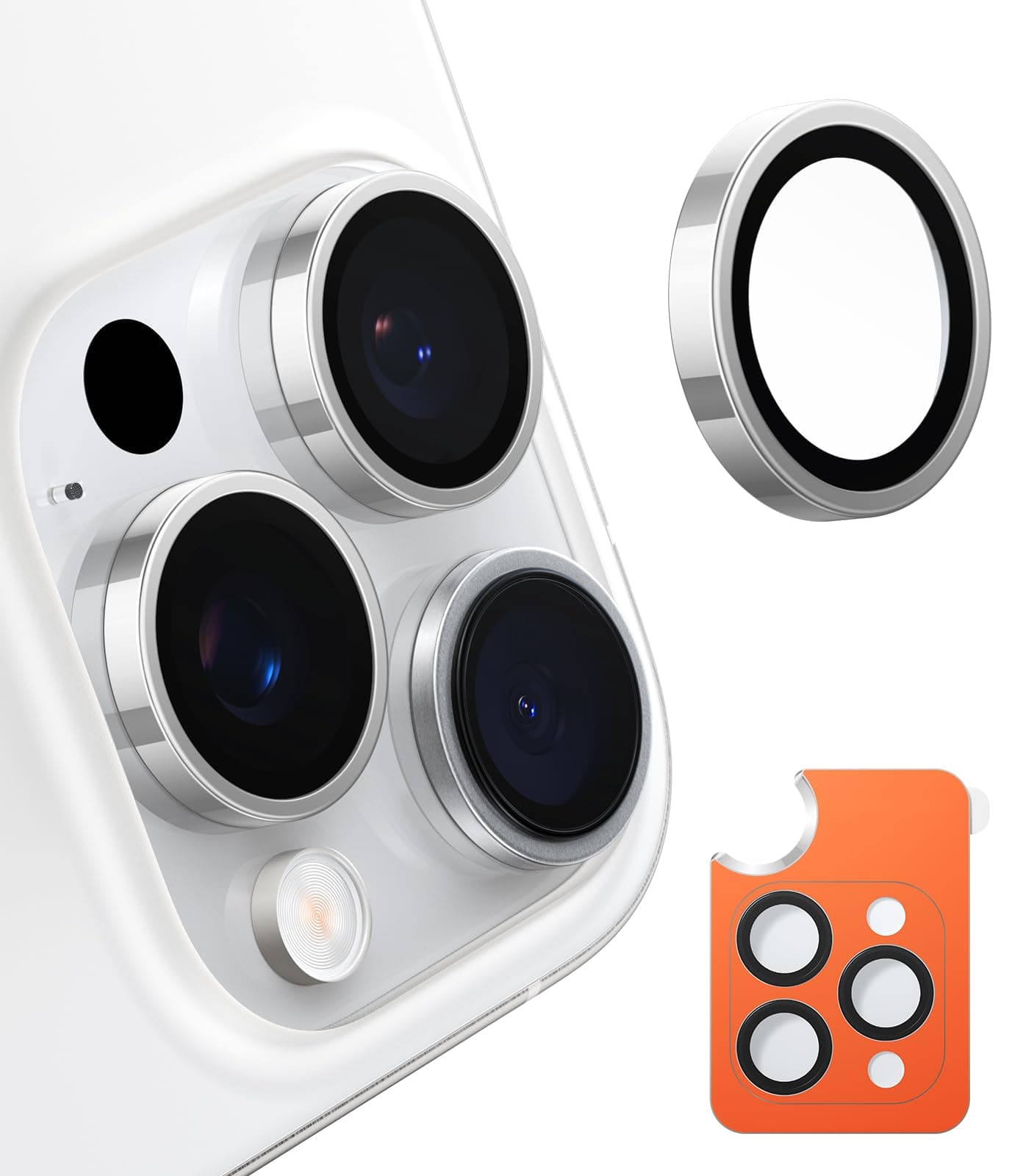 TORRAS 3-Year Ultimate Durability for iPhone 16 Pro Max/16 Pro Camera Lens Protector - 1:1 Invisible Fit & Ultra Clarity, Military-Grade 9H+ Aerospace Glass, Anti-Scratch, Easy Installation, White