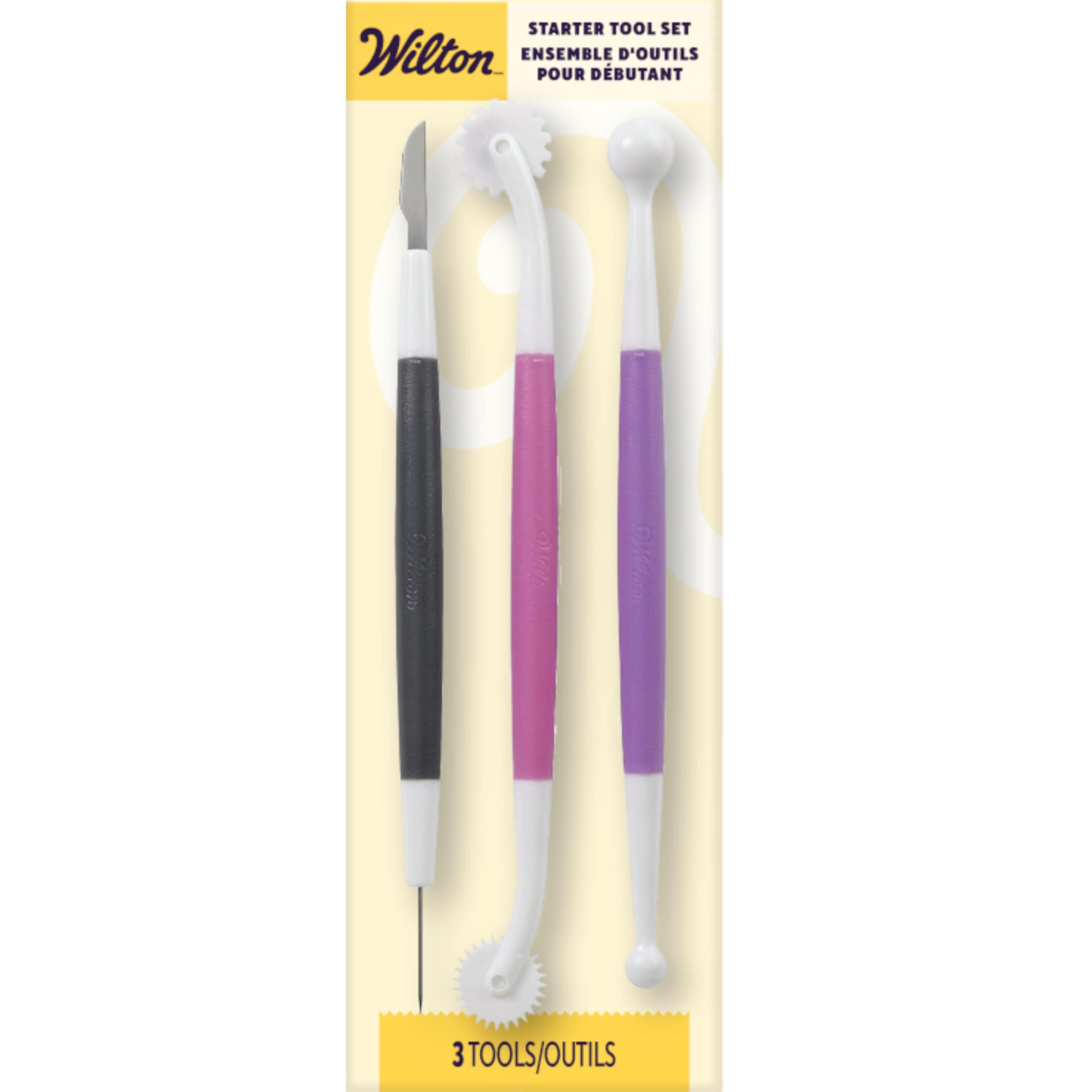 Wilton Fondant and Gum Paste Tools Set, 3-Piece Cake Decorating Tool Kit with Ball Tool, Quilting Tool & Cutting Blade/Pick
