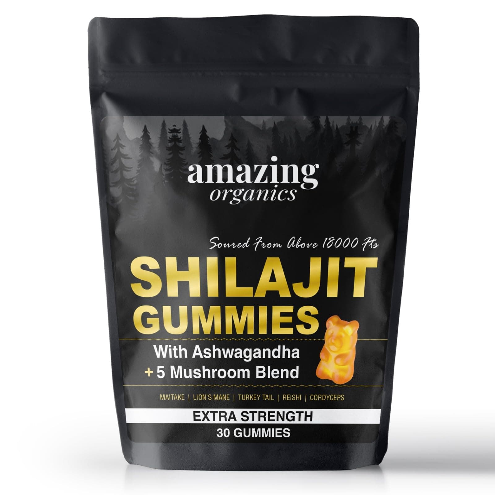 Shilajit Gummies with Ashwagandha, 5 Mushroom Blend, 30 Gummies