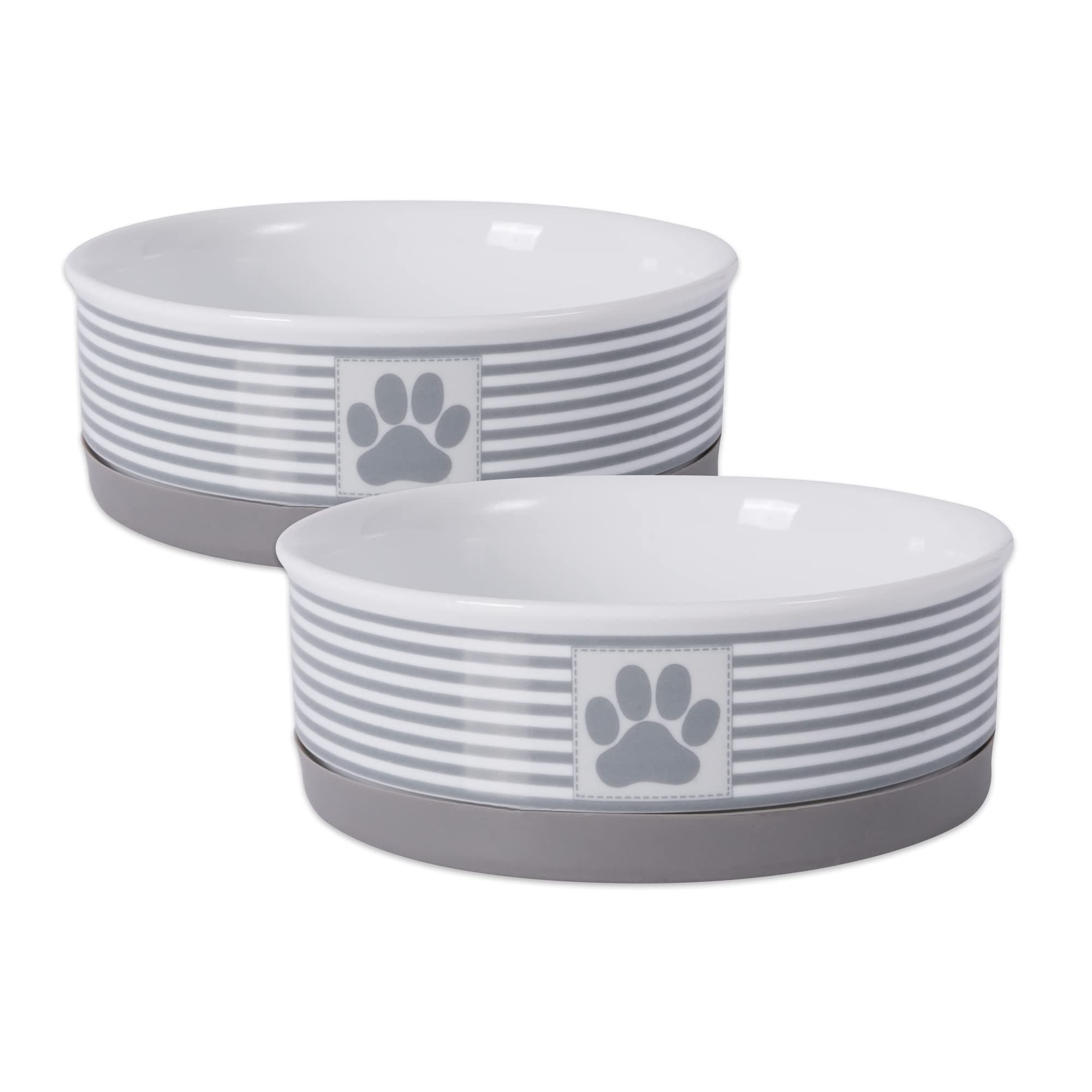 Paw & Patch Ceramic Pet Collection, Medium Set, 6x2", Gray, 2 Piece