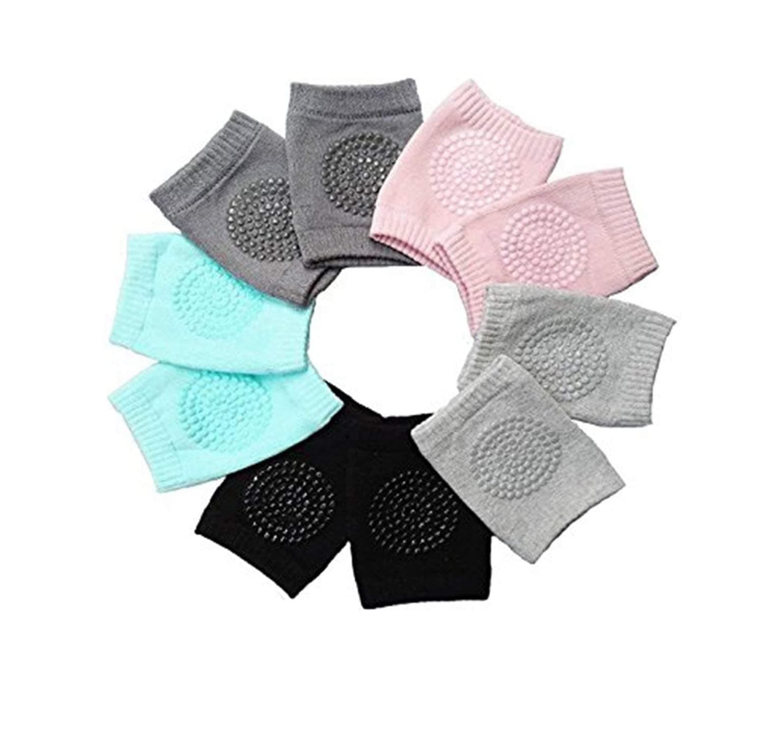 5 Pairs Baby Kneepads Crawling Anti Slip Knee Breathable High Elastic Sponge Kneepads For Baby, Multicolor - M