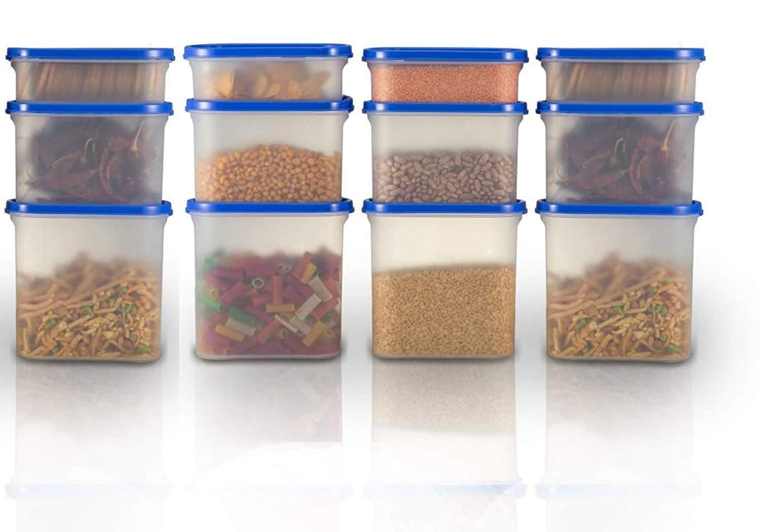 Homemet Plastic Storage Containers - 1700 ml, 12 Pieces, Red