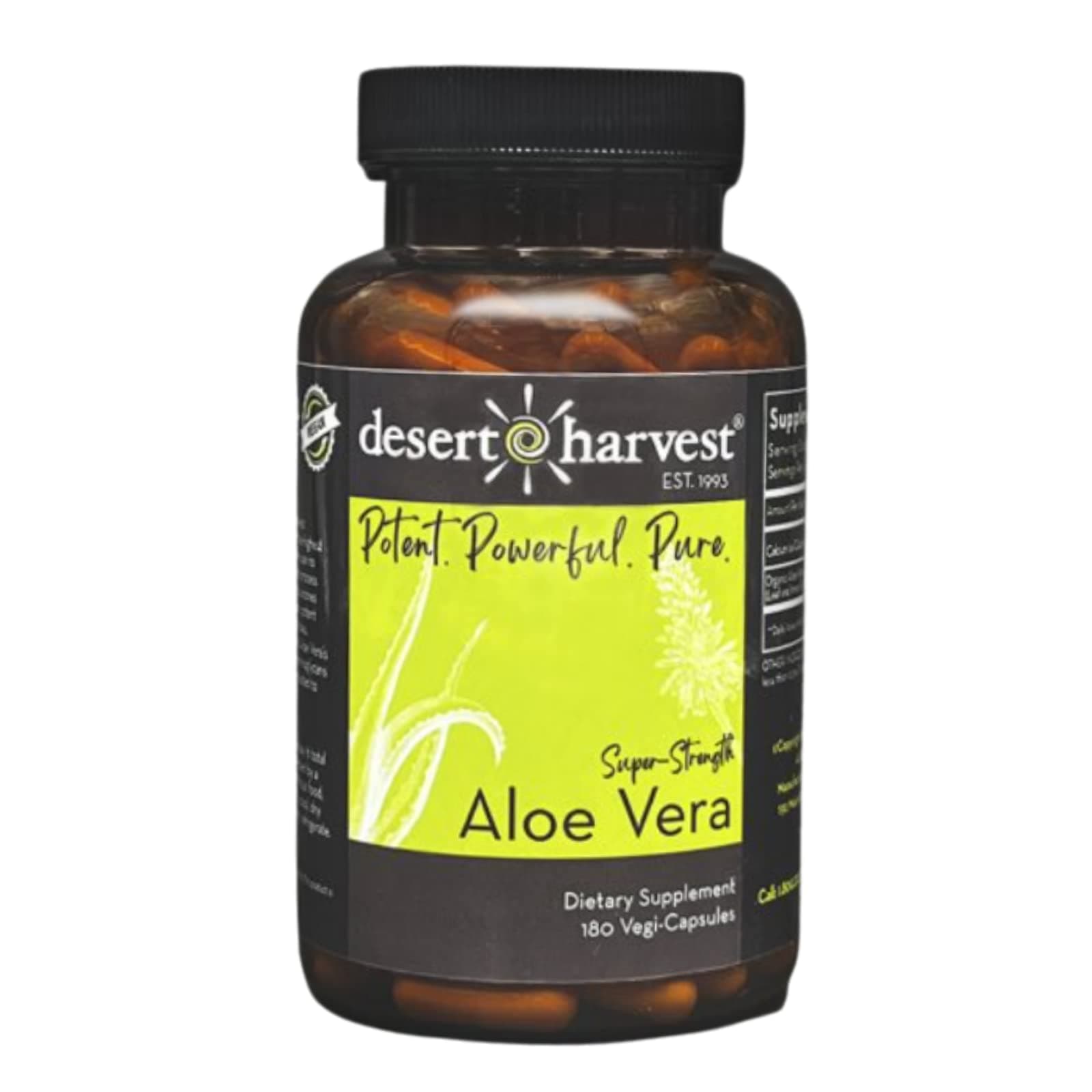 Desert Harvest Super-Strength Aloe Vera Capsules, Freeze Dried Aloe Vera Supplement, 600 mg, 180 Capsules