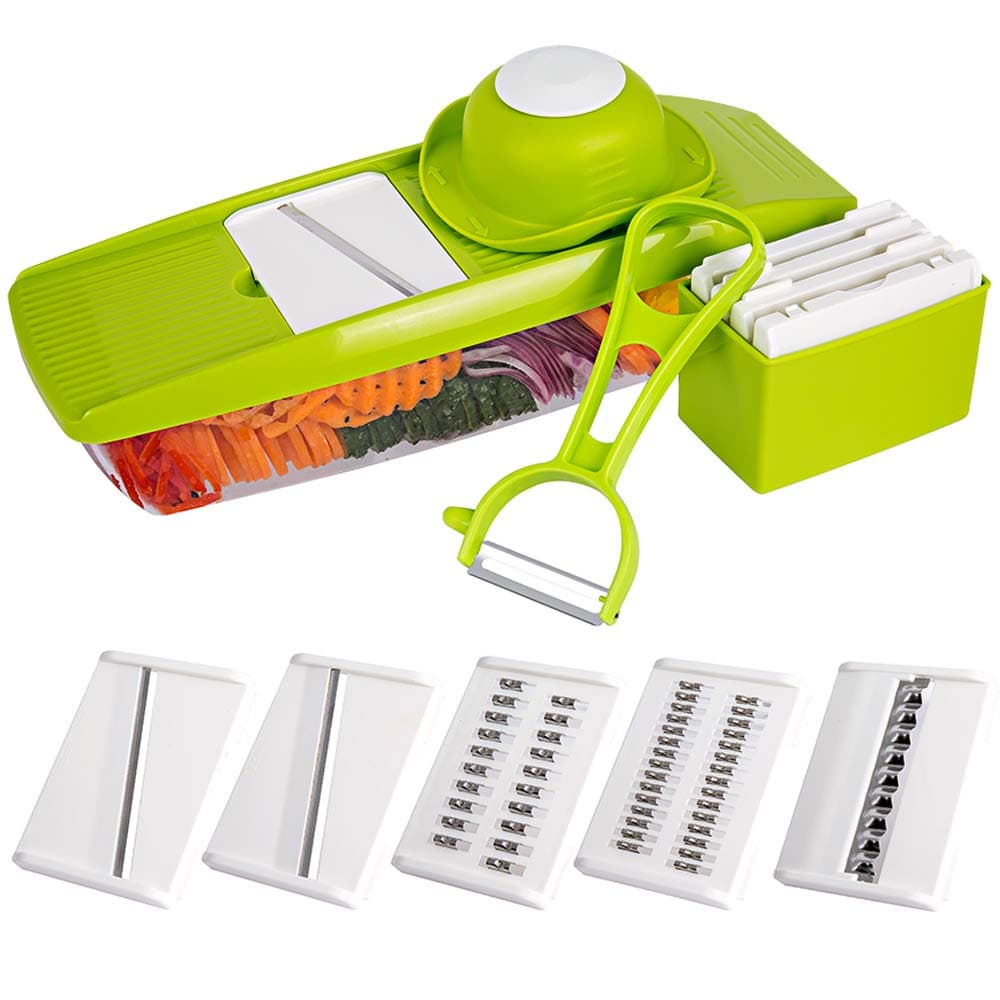 Mandoline Slicer Spiralizer Vegetable Slicer - Empino Veggie Slicer Mandoline Food Slicer with Julienne Grater - Mandoline Cutter - Vegetable Cutter Food Chopper - Vegetable Spiralizer with Peeler