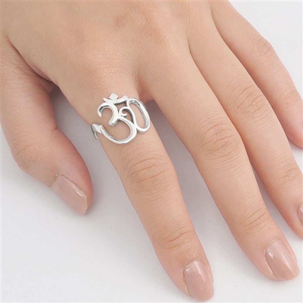Women's Om Sign Symbol Open Unique Ring New .925 Sterling Silver Band Sizes 5-10