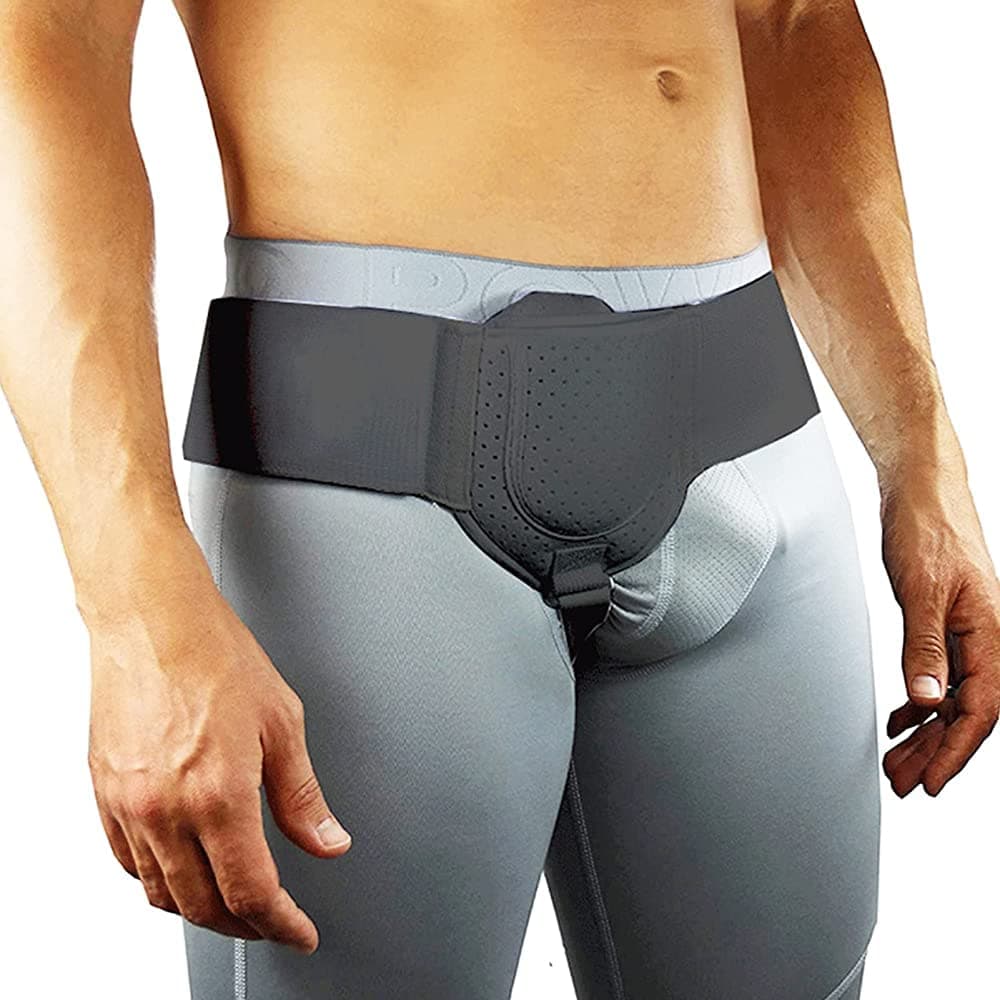Hanging Groin Hernia Belt Truss, Adjustable Mens Inguinal Hernia Belt Left Or Right Side Support, Inguinal Hernia Protector Belt, With Removable Compression Pad(Color:black)