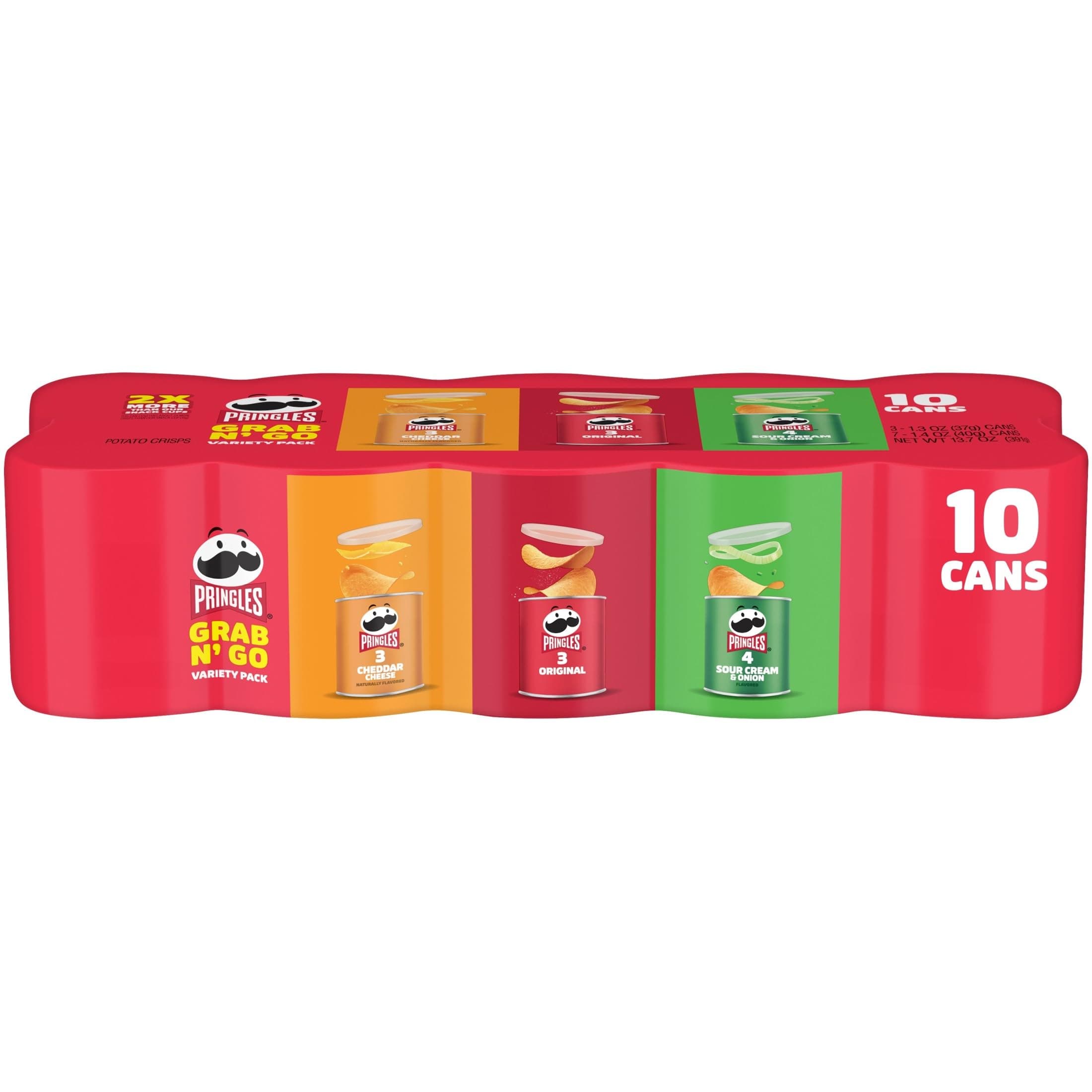 Pringles Potato Crisps Chips, Lunch Snacks, Variety Pack, 13.7oz Pack (10 Cans)