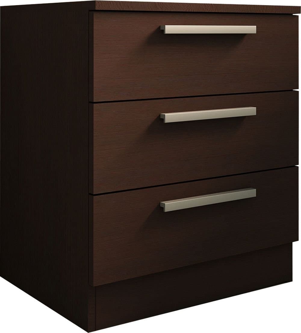 Trasman 1014WENGUE Bedside Cabinet with 3 Drawers, Melaminharzbeschichtete Chipboard, Wenge, 50 x 40 x 60 cm