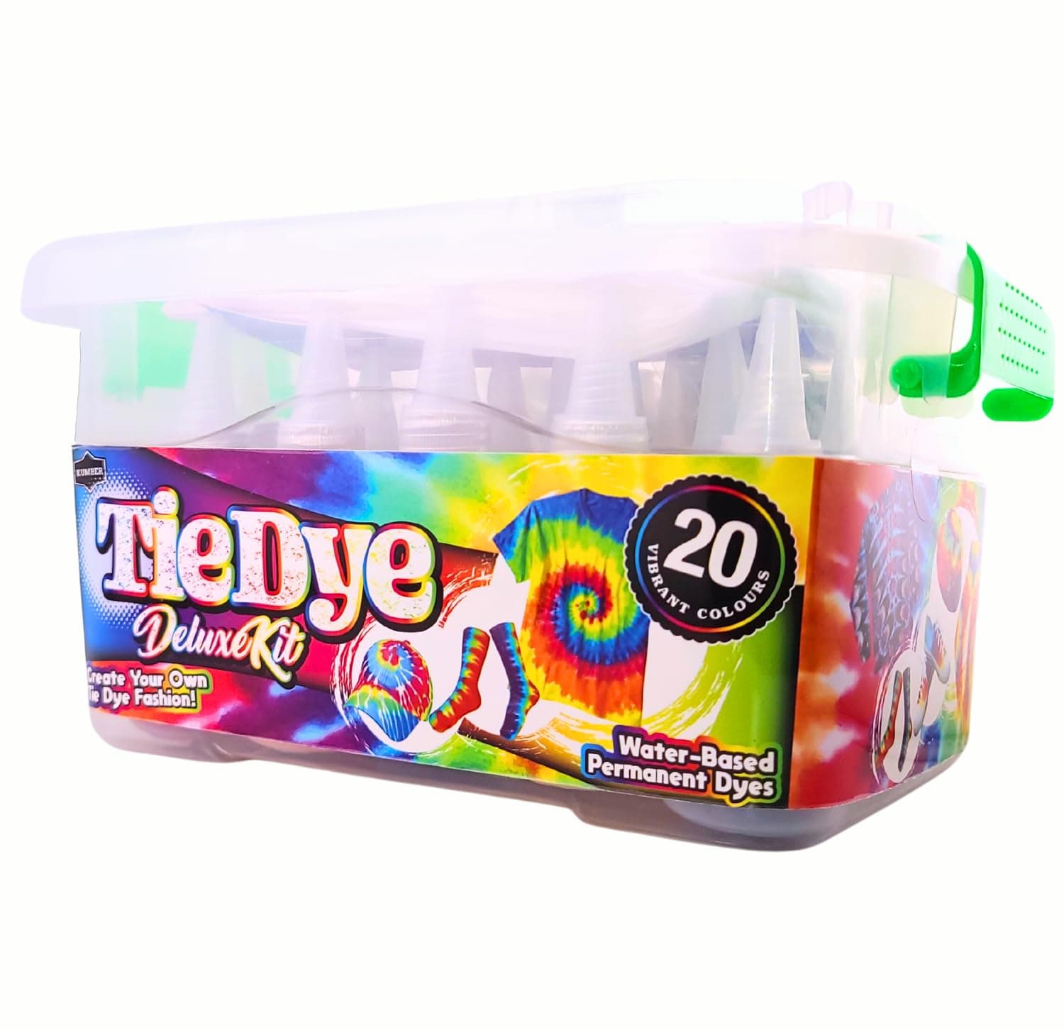 KUMBER Tie Dye Kit Kids - 20 Colours with Surface Cover, 100 Rubber Bands, 20 Gloves, and Instruction Manual - Art and Craft Kit for Kids and Adults - Fabric Dye for Clothes, Games & Activities