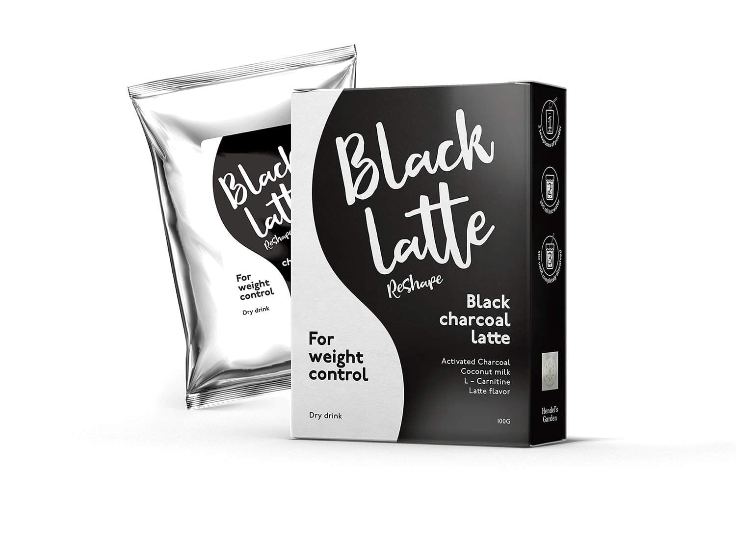 Black Latte Dry Drink Black Charcoal Latte from HENDEL LLC