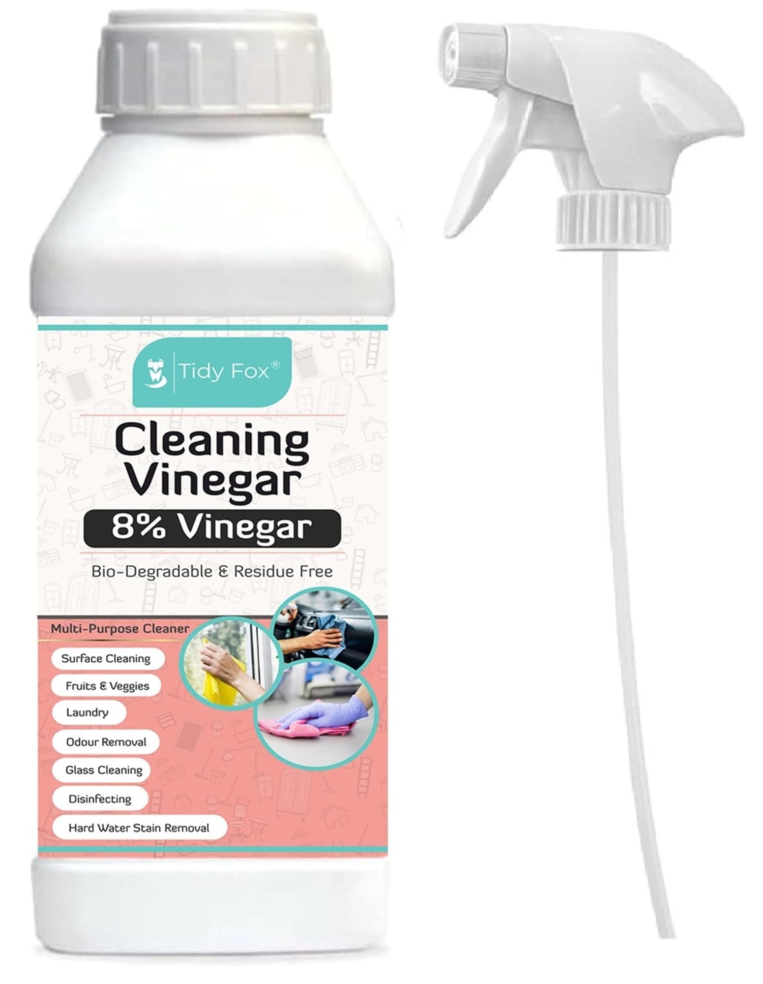 Vinegar for Cleaning, 8% Concentrated, With Spray, 1 Ltr