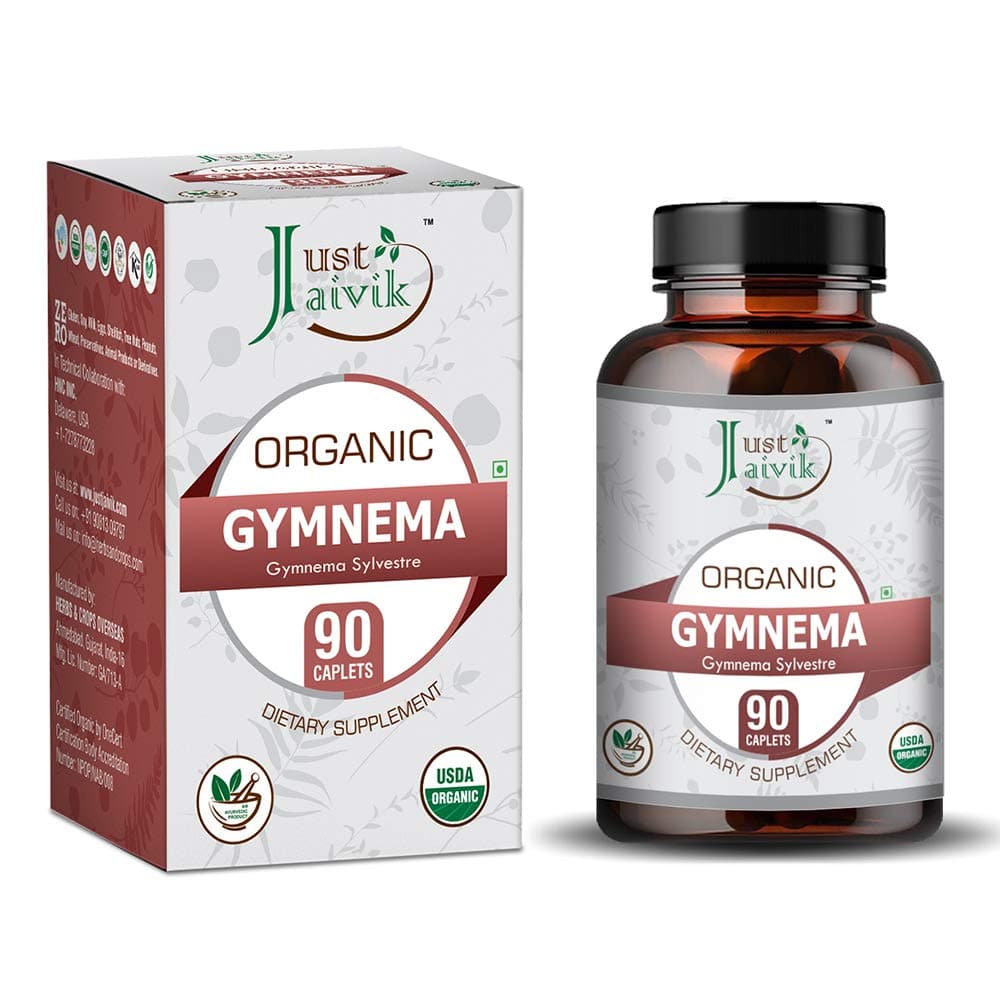 Just Jaivik Organic Gymnema / Gurmar 90 Caplets (750 mg) | Dietary Supplements For Healthy Blood Sugar Levels and Diabetes, Metabolic Wellness | Also Known as Sylvestre, Asclepiadaceae, Madhunashini, Periploca of the woods