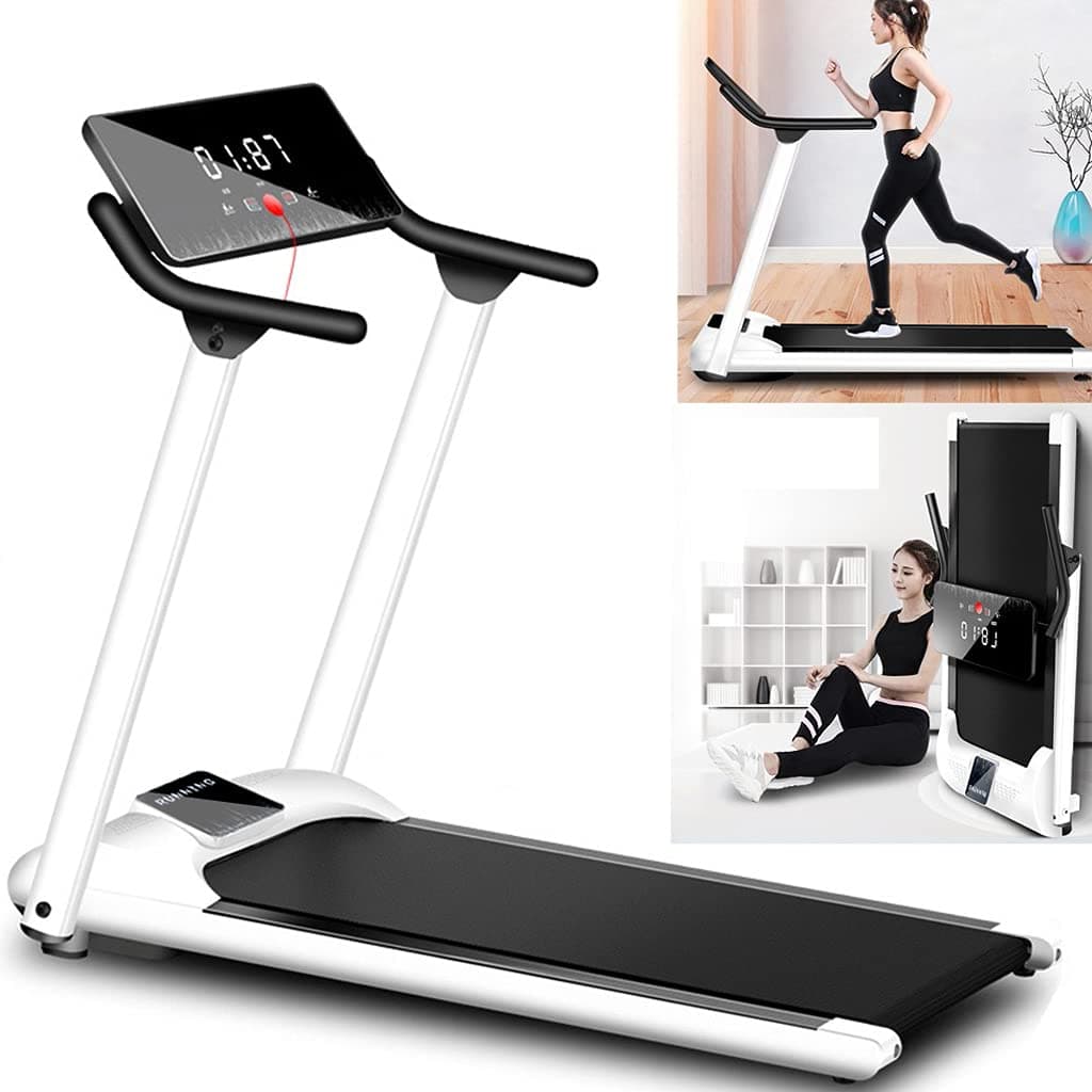 Electric Folding Treadmill | Motorized Portable Pad Treadmills Walking Jogging Running Exercise Fitness Machine w/Incline LCD Display (from US, White)