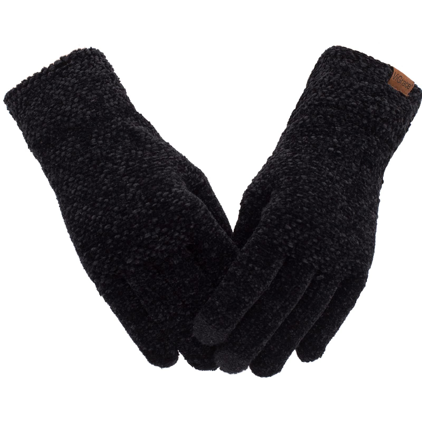 Winter Touchscreen Gloves for Women Chenille Warm Knit with 3 Touch Screen Fingers Texting Elastic Cuff Thermal Glove