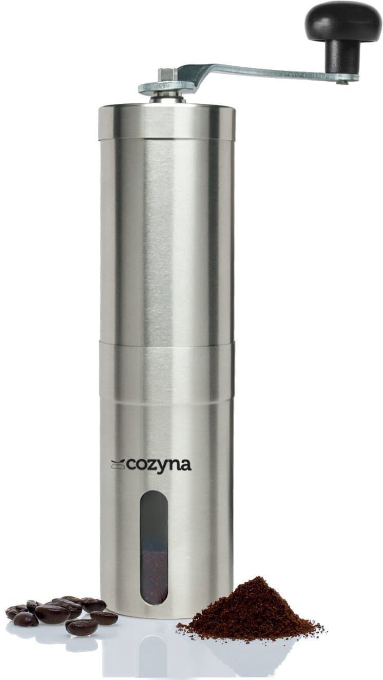 Manual Coffee Grinder with Ceramic Burr by Cozyna, Coffee Bean Grinder, Stainless Steel - Aeropress Compatible - Original