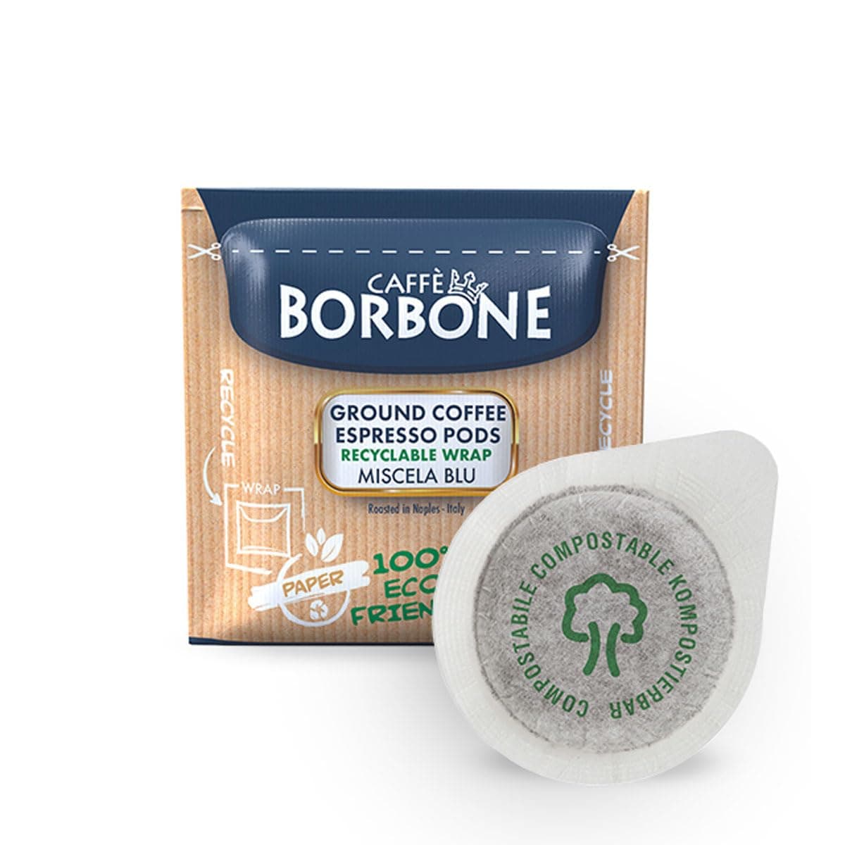 Caffè Borbone Compostable Pod, Blue Coffee Blend - 50 Pads - Compatible with ESE System Paper Pads 44 mm