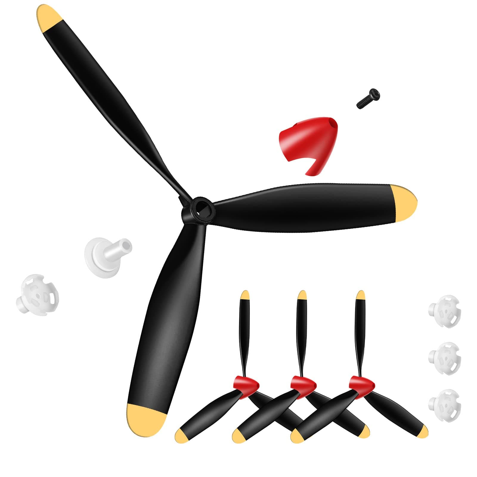 Outus 3 Sets Spare RC Plane Propellers, 3 Blade Propeller, Compatible with P40 Fighter, RC Hobbyists, Ages 12+, Unisex, Kids and Adults