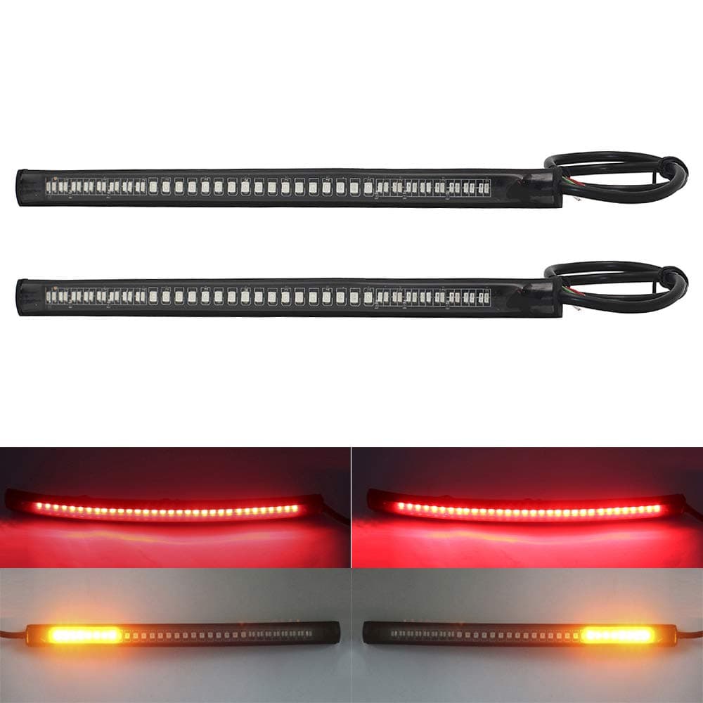 Waterproof Motorcycle LED Light Strip Tail Brake Stop Turn Signal Lights for Motorbike Scooter Off Road Red/Yellow