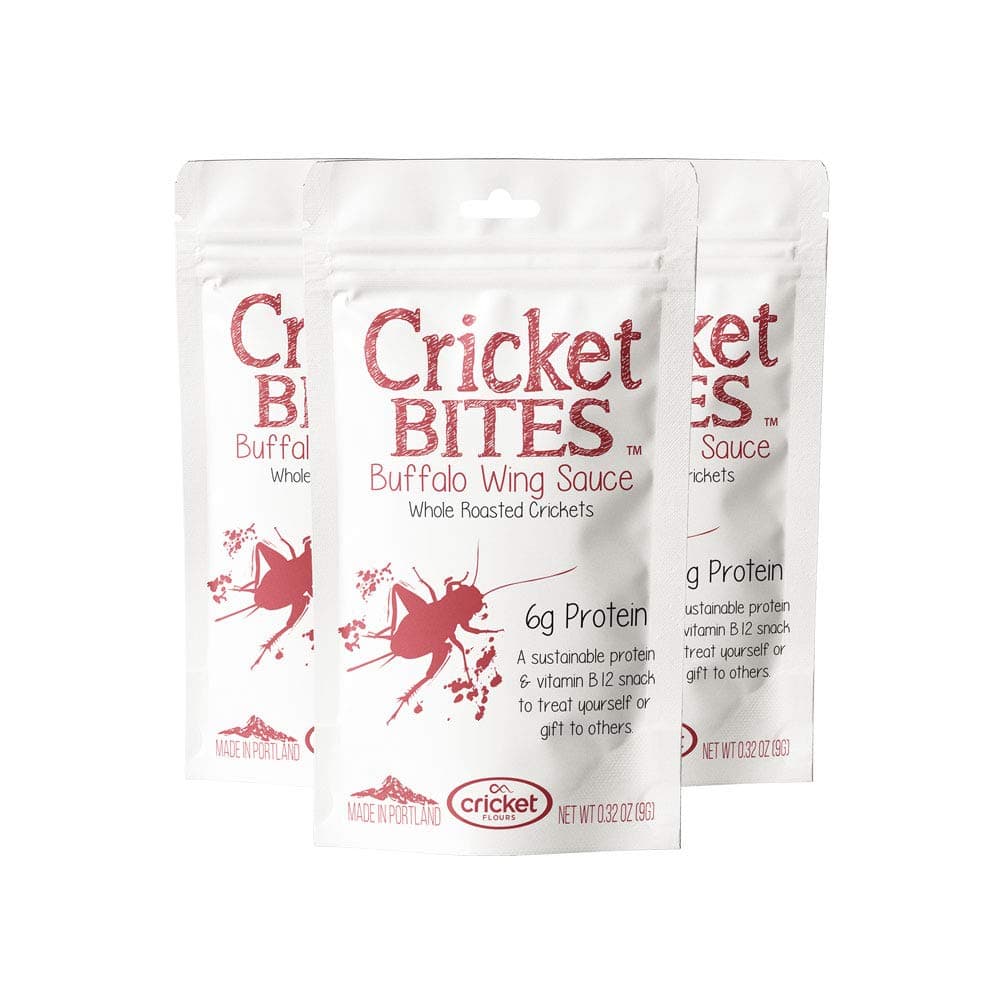 Cricket Bites: 3-Pack of Buffalo Wing Sauce Flavor Edible Insects (Made in Portland, Oregon) by Cricket Flours