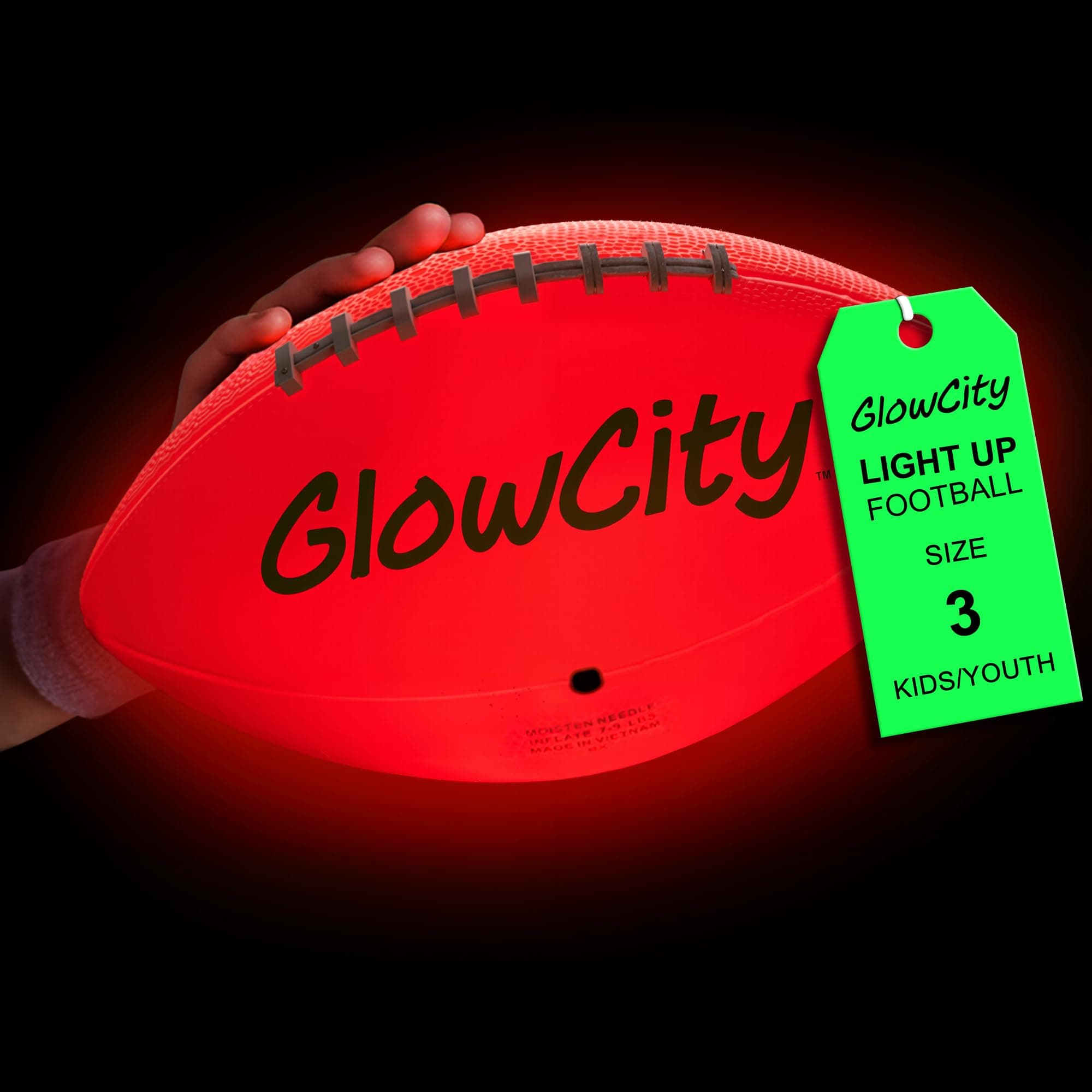 GlowCity Glow in The Dark Football - Light Up LED Ball - Perfect for Evening Play, Camping, and Beach Fun!
