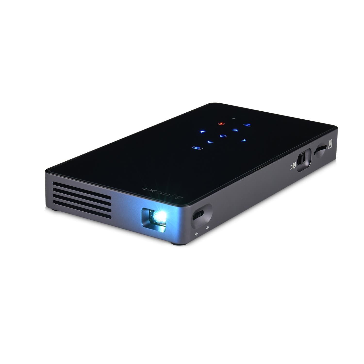 Aoxun P8I Mini Projector Support Full HD 1080P use HDMI & WIFI Wireless Connectivity projection size of up to 120 inches and Portable Size, 30,000 Hour LED, Pico Video Projector(Black 1+8G)