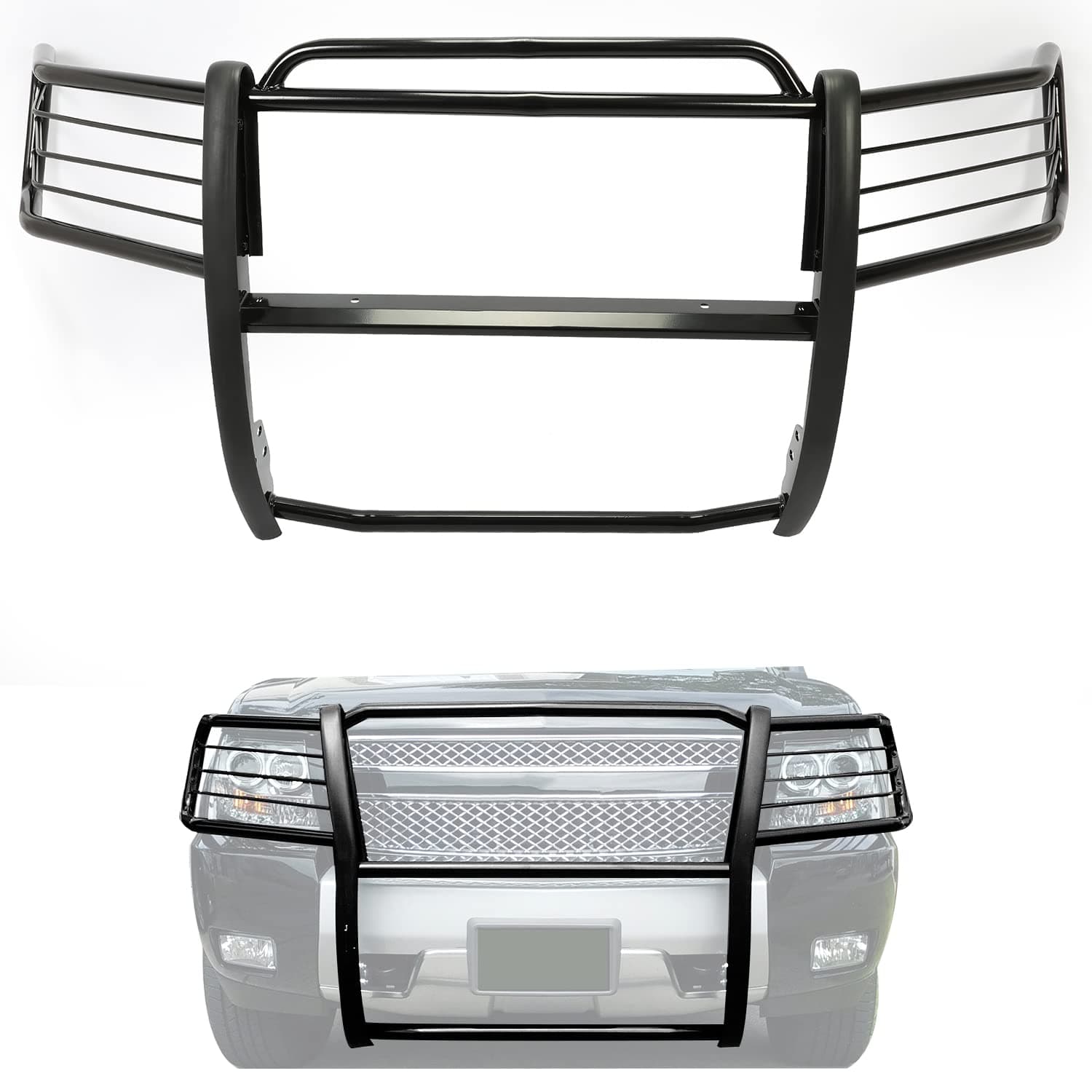Kojem Brush Guard Compatible with 2007-2014 Chevy Chevrolet Suburban Tahoe Avalanche 1500 Front Bumper Grille Protection Protector Steel