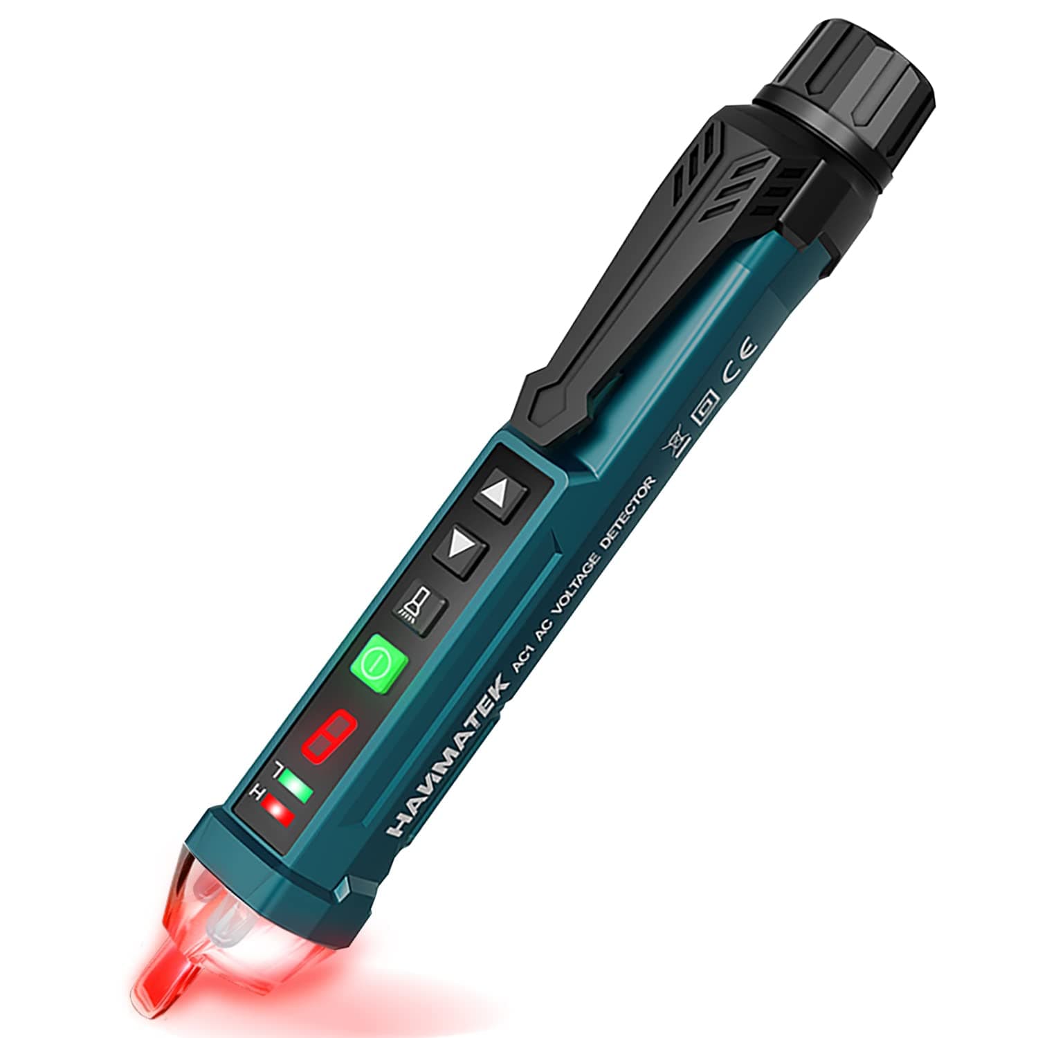 Non-contact voltage tester with 9 gears, adjustable sensitivity voltage sensor, AC circuit tester tool, LCD display, LED flashlight, alarm range