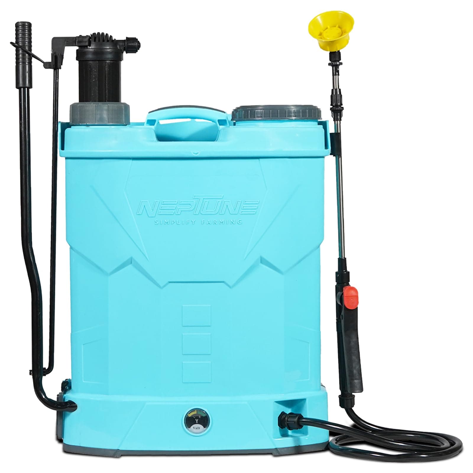 Neptune Simplify Farming Battery and Manual 2 in 1 Knapsack Sprayer | 12V x 8Amp | High Pressure Sprayer | 20L Tank | Get 4 Nozzles | Suitable for Agriculture & Garden Spraying