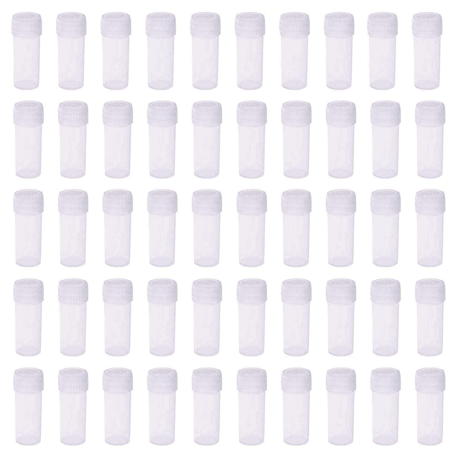 5ml Plastic Test Tubes Small Bottle Vial Storage Vial Storage Container for Lab -50pcs