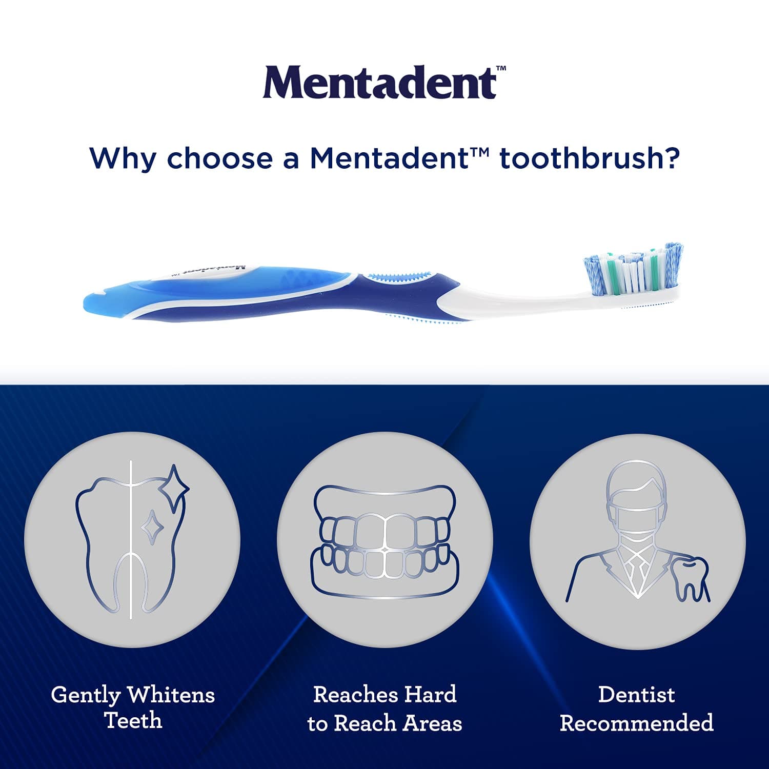 GuruNanda Mentadent Manual Toothbrush for Adults & Kids - Extra Cleaning with Soft Bristles for White Teeth Family Pack of 4