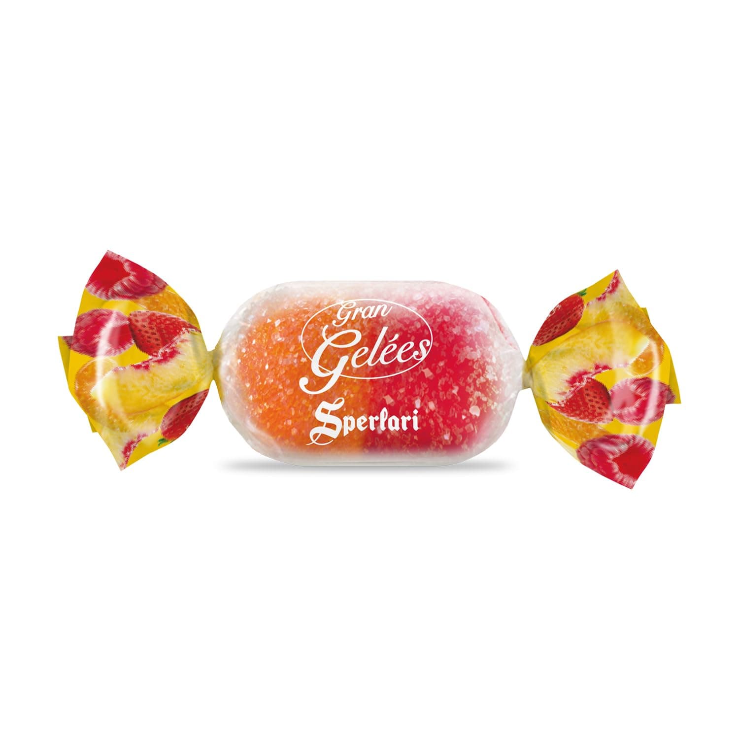 Candies Gran Duetto Orange, Peach & Raspberry Italian Fruit Nectar Jelly Candy - Gluten Free, No Artificial Coloring, Individually Wrapped Gummy Candy - Fruit Gummies Made In Italy 1 KG Bag