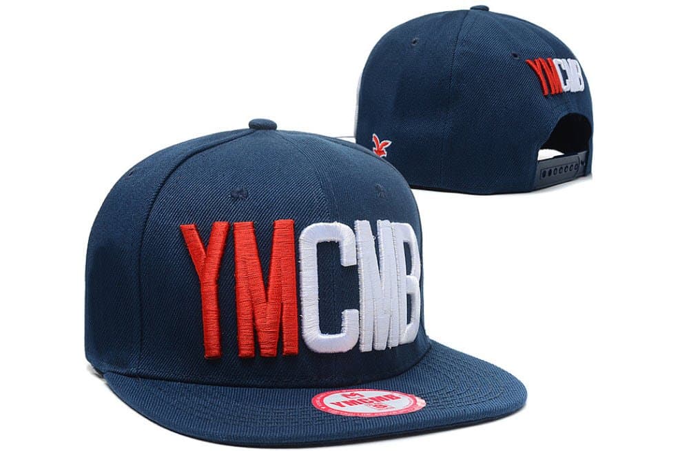 MissHats YMCMB Baseball Cap Collection Large Dark Blue and Red & White Logo
