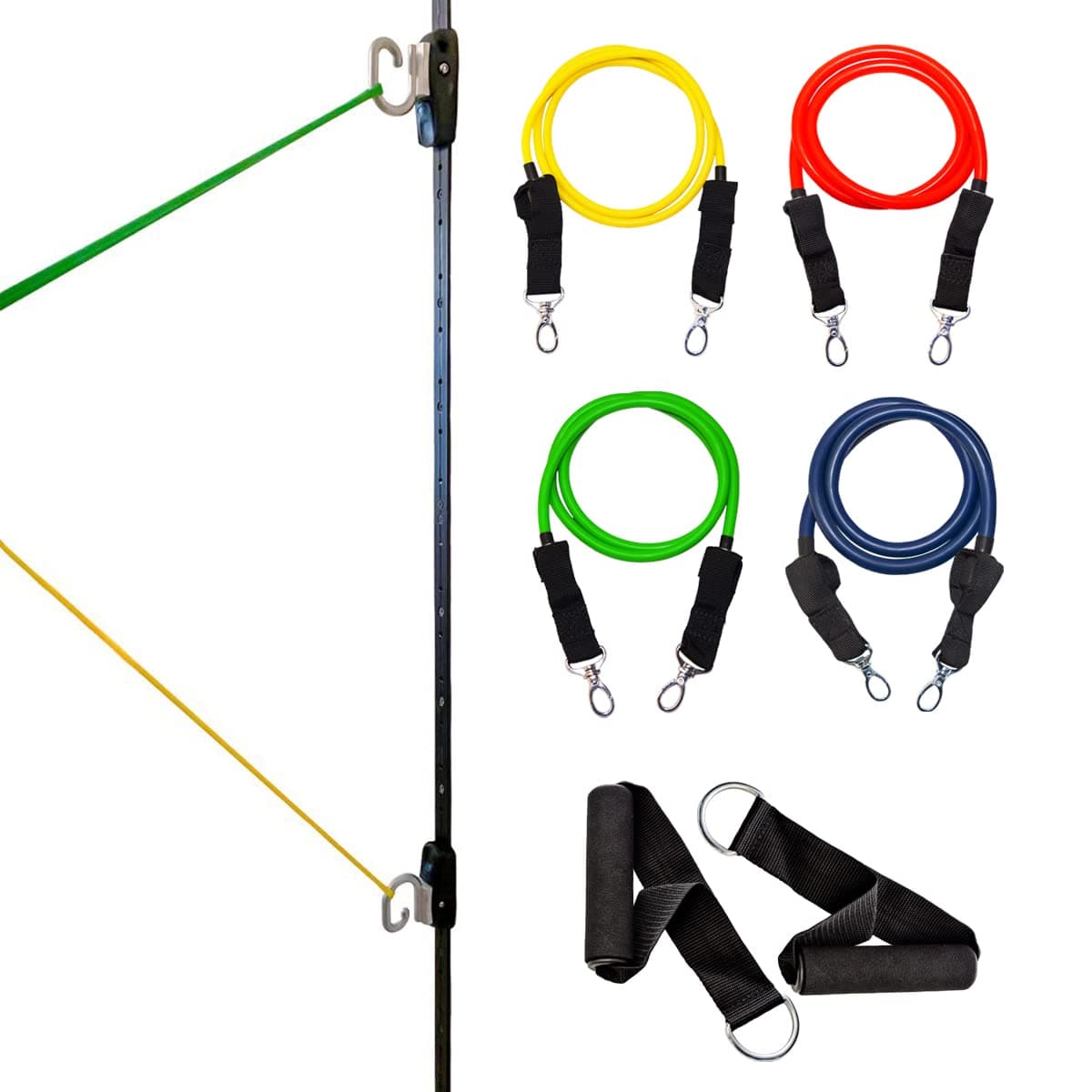 Kinetic Bands Space Saver Gym Resistance Bands Exercise Equipment for at Home Fitness Workout | Resistance Band Wall Anchor with 2 Rails, 2 Rail Cars