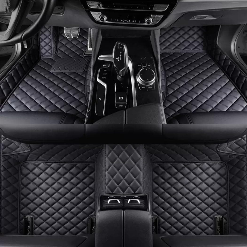 Custom Personalized Floor Mats for Cars,Luxury Full Coverage All Weather Car Floor Mats,Anti-Slip Leather Car Mat Set ,Custom Floor Mats for 99% of Cars, Trucks & SUVs (Pure Black)