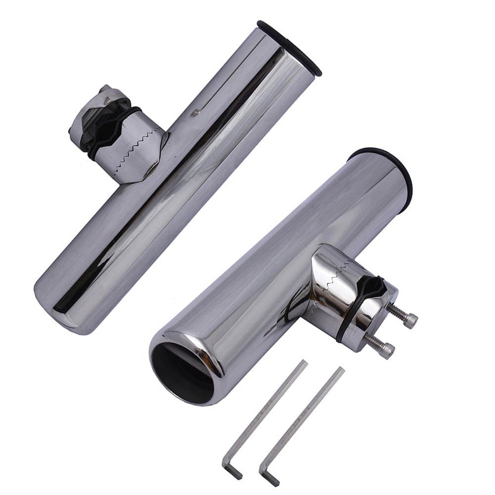 Marinebaby 2PCS Fishing Rod Holder - 9" Clamp On 360 Degree Adjustable Fishing Rod Holder - Clamp to Fit 7/8" to 1" Tube with Pin(Welded at Base),Small Wrench Included