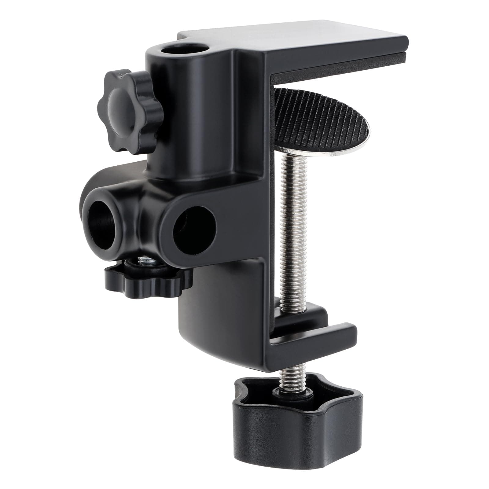RTNLIT Desk Lamp Clamp, 0.49in/12.5mm 4 Hole Metal Table Mounting Clamp, Universal C Clamp for Magnifying Light/Microphone/Boom Scissor Arm, Fits up to 2-1/2 inches Desktop Thickness(Black)