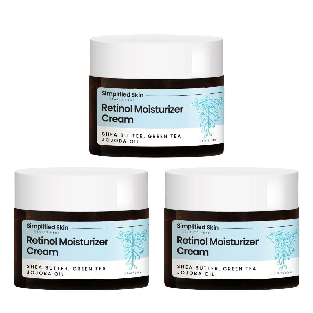 Retinol Cream for Face (3-Pack) – 2.5% Retinol Moisturizer for Fine Lines, Firming & Collagen Boost – Anti-Aging Night Wrinkle Cream with Hyaluronic Acid – 1.7 Oz