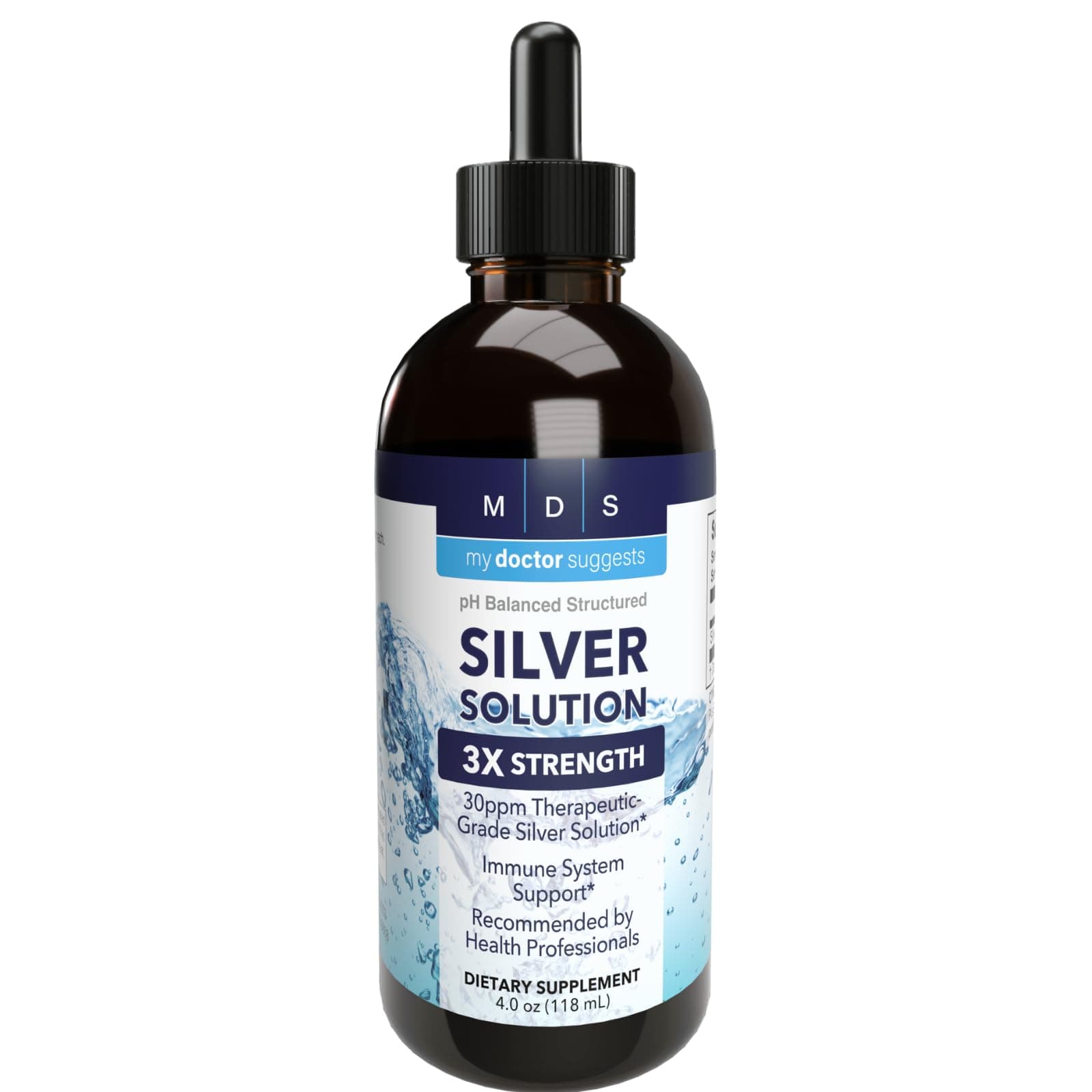 Alkaline Structured Silver Liquid 30ppm - Advanced Immune Support Liquid Drops - Extra Strength Colloidal Silver Mineral Supplements - Made in USA (4 oz)