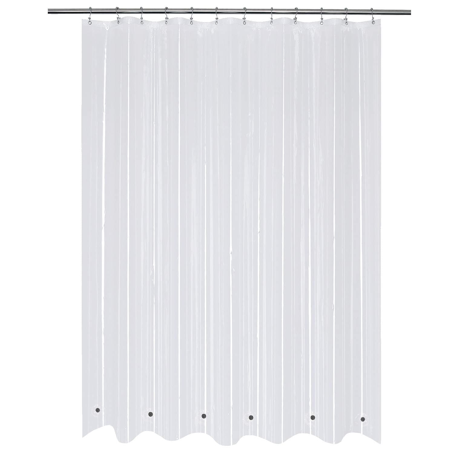 Mrs Awesome Shower Curtain Liner with 6 Magnets Clear Thick PEVA, Premium Waterproof Plastic Shower Curtain Standard Size 72 x 72 inch, Clear