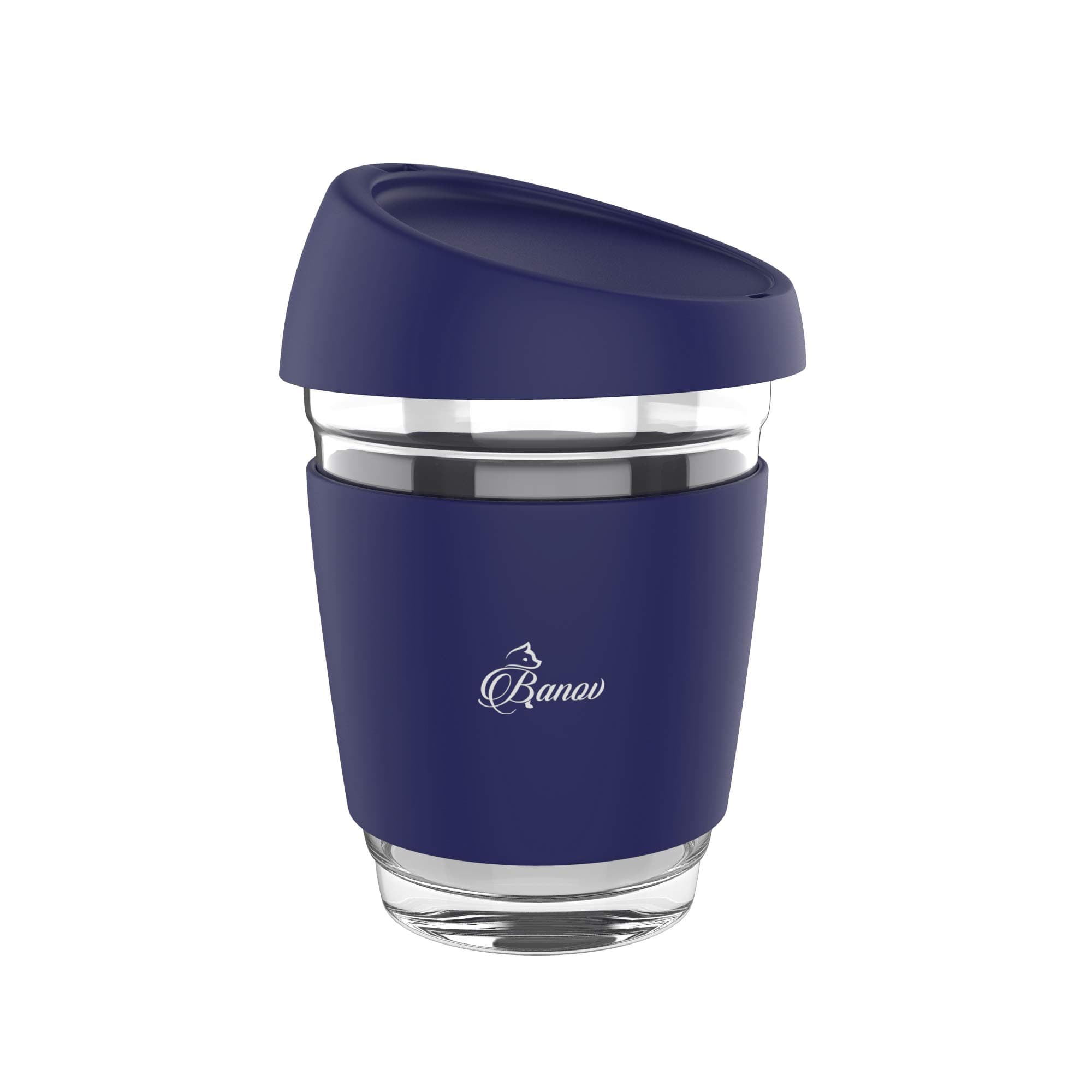Banov Coffee Cup with Lids & Non Slip Sleeves - Reusable Eco Friendly Coffee Cup - BPA Free, Food Grade & Dishwasher Safe - Comes with Free E Book - 12oz/ 350ml
